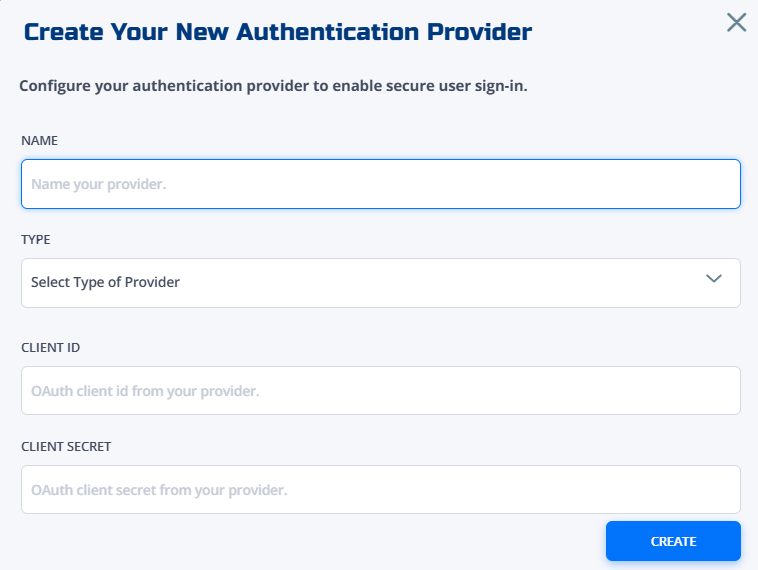 Auth provider configuration GitHub/Google